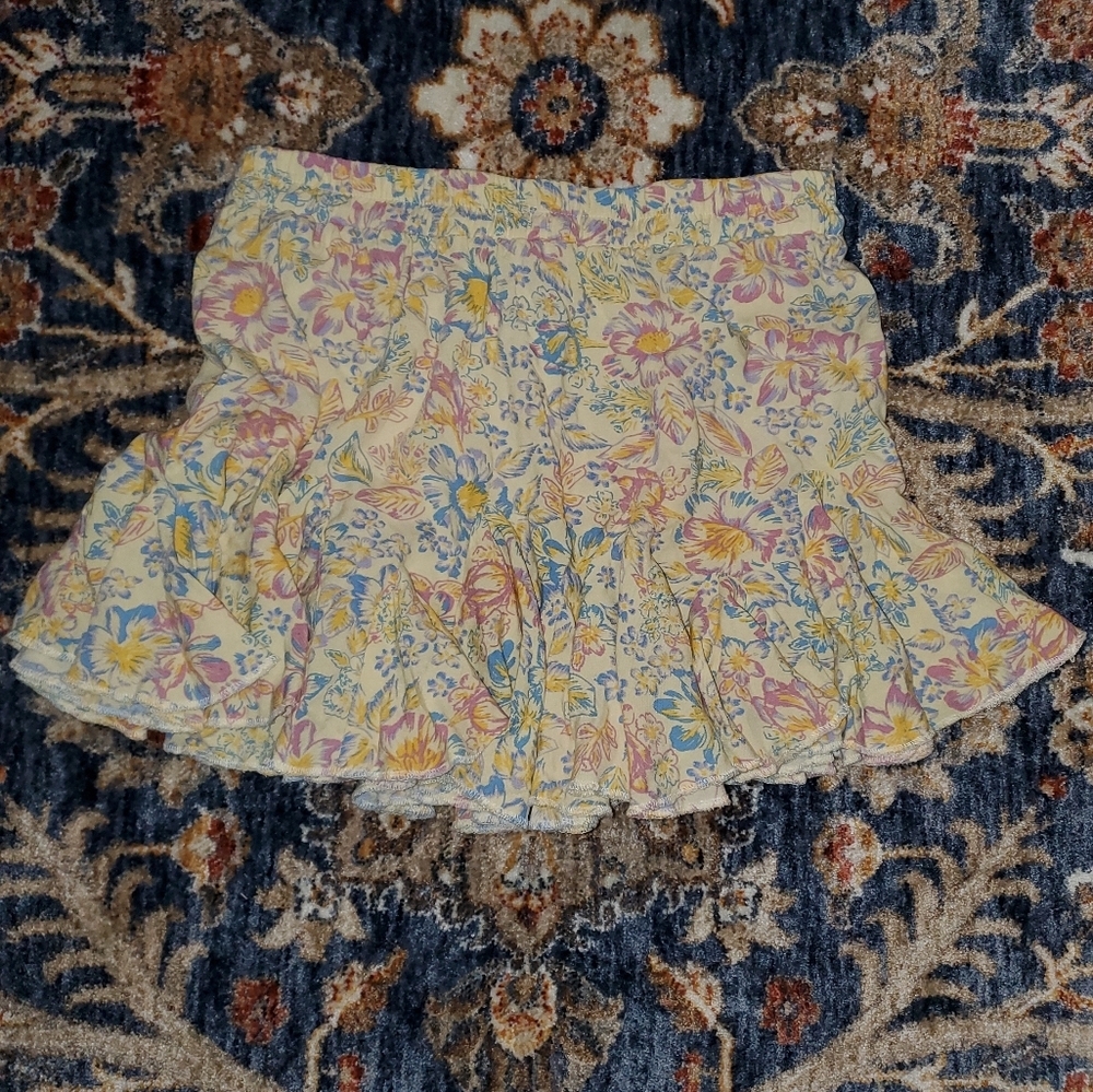Aeropostale Yellow and Blue Mini Floral  Skirt
